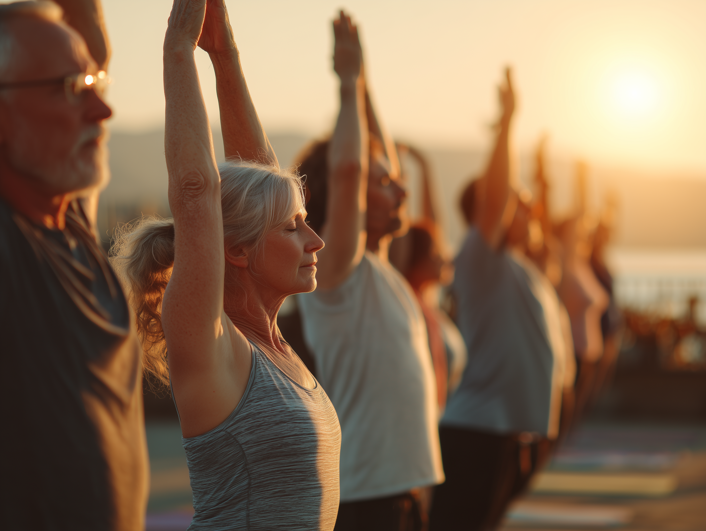 Група людей на занятті йогою